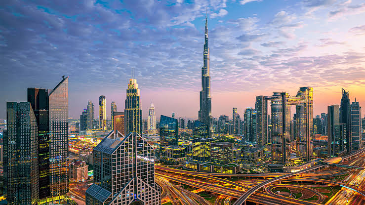 Downtown Dubai skyline with the Burj Khalifa