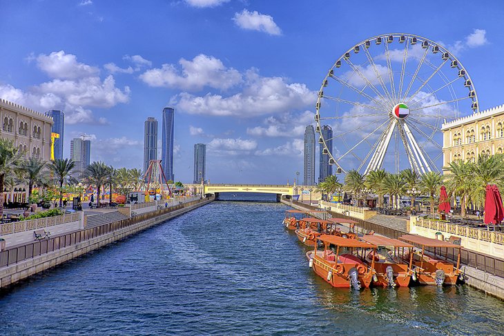 Al Qasba canal and the Eye of the Emirates in Sharjah